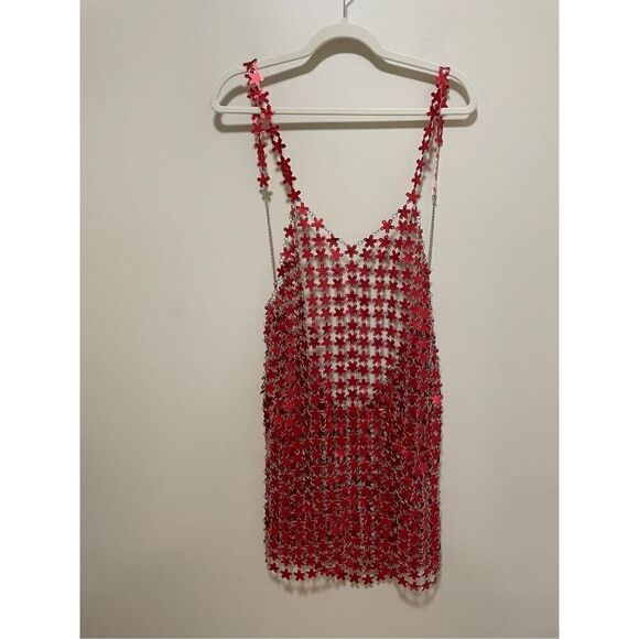 New Urban Outfitters Metallic Flower Dress Size XS - Picture 4 of 6